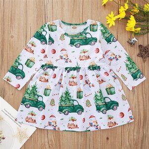 Baby Girl Printed  Christmas Dress, Long Sleeve Size 18-24 Months **NEW**